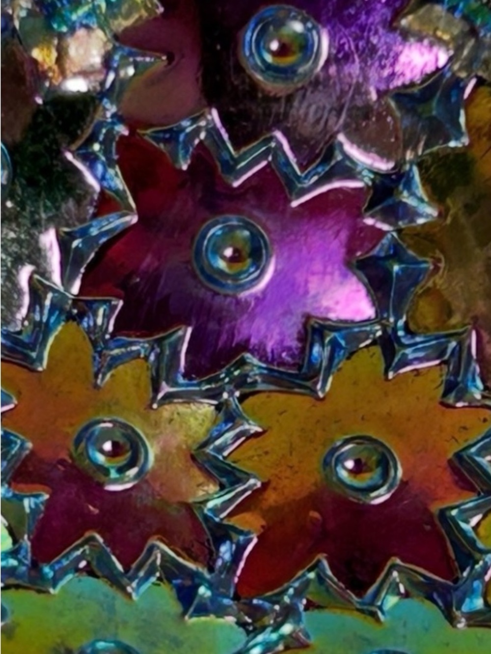 Vintage Western Germany Gold Tone Iridescent Floral Starburst Scarf Clip - Picture 3 of 8
